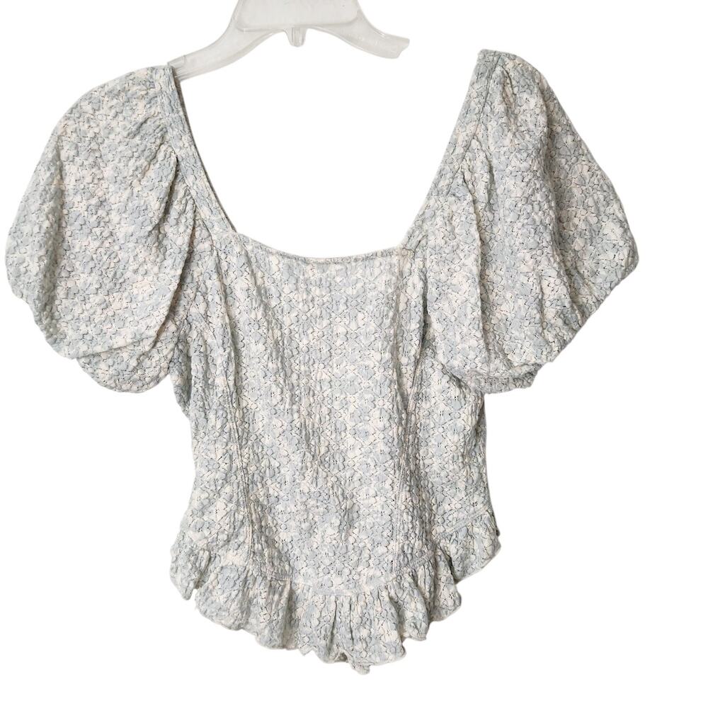 Free People Corset Top Medium Puff Sleeve Ruffle Romantic Feminine Boho Coquette - Picture 2 of 8